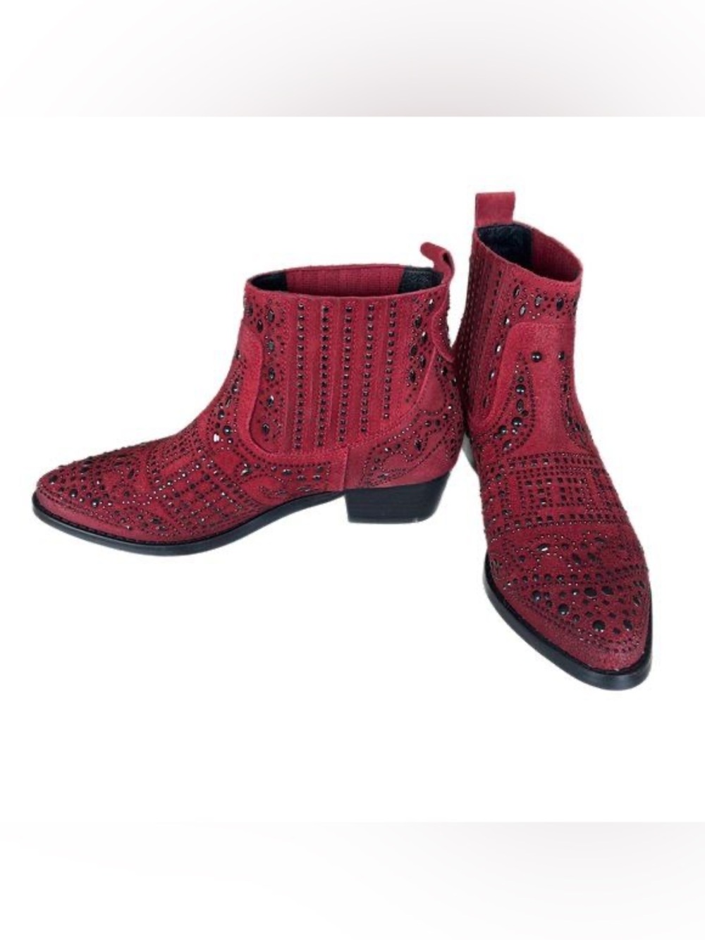 BIBI LOU SUEDE STUDDED EMBELLISHED WESTERN ANKLE BOOTIES 37 7